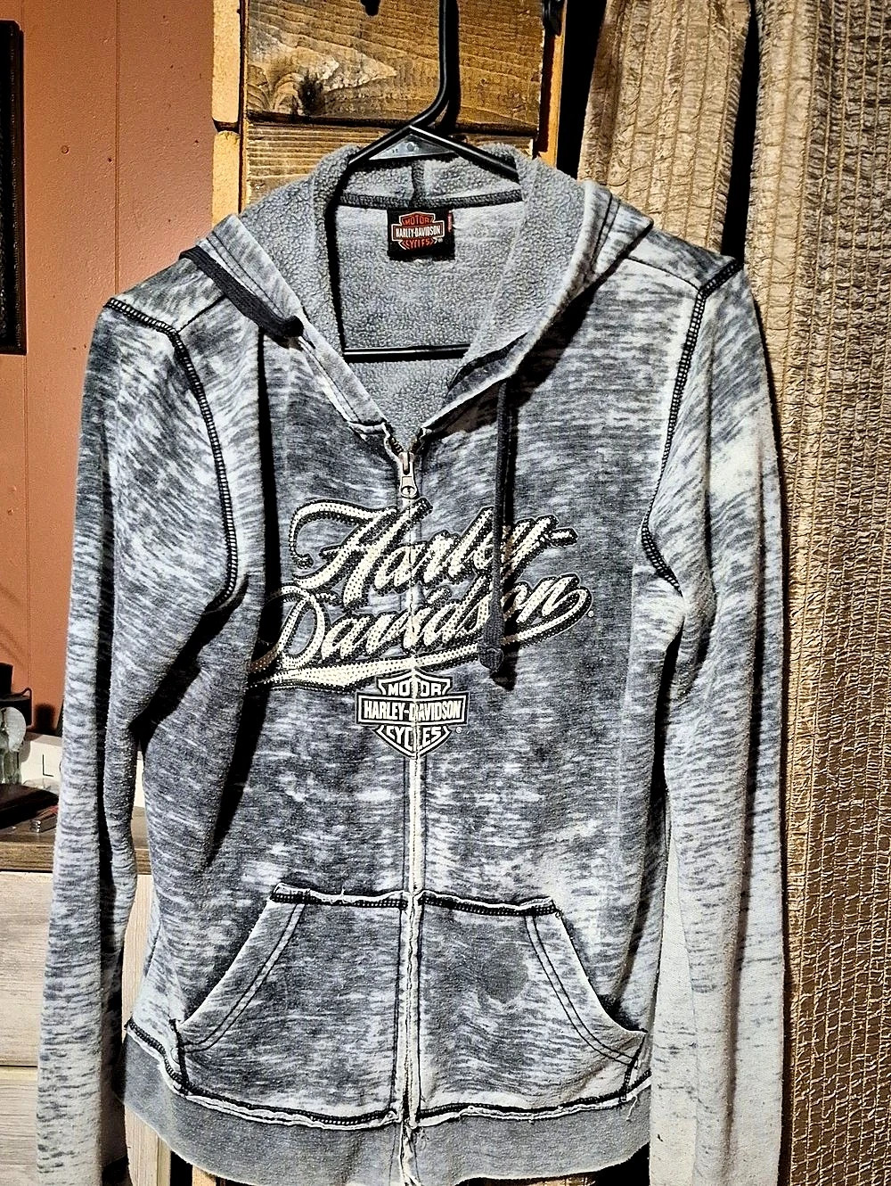 Vintage Harley-Davidson Smoky Mountain Harley-Davidson Burnout Zip-Up Hoodie